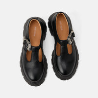 Charli Black Leather Lug Mary Janes