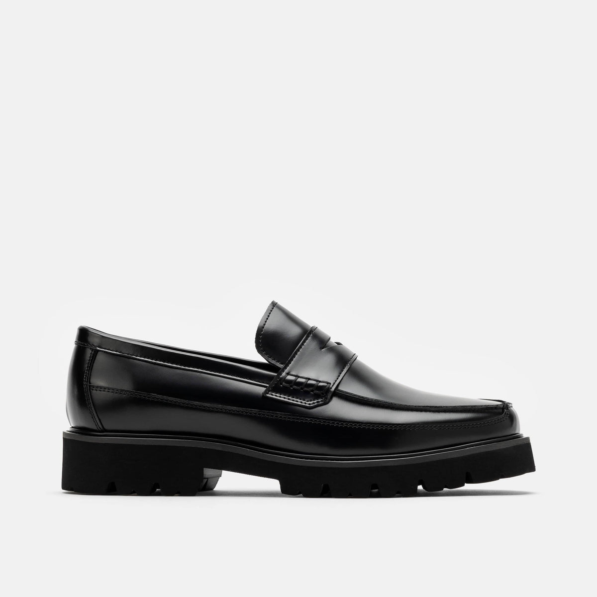 Men\'s Black Loafers 10 1/2 M (LOT 406) Adler Black Leather Lug Penny Loafers main image 4