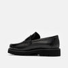 Adler Black Leather Lug Penny Loafers