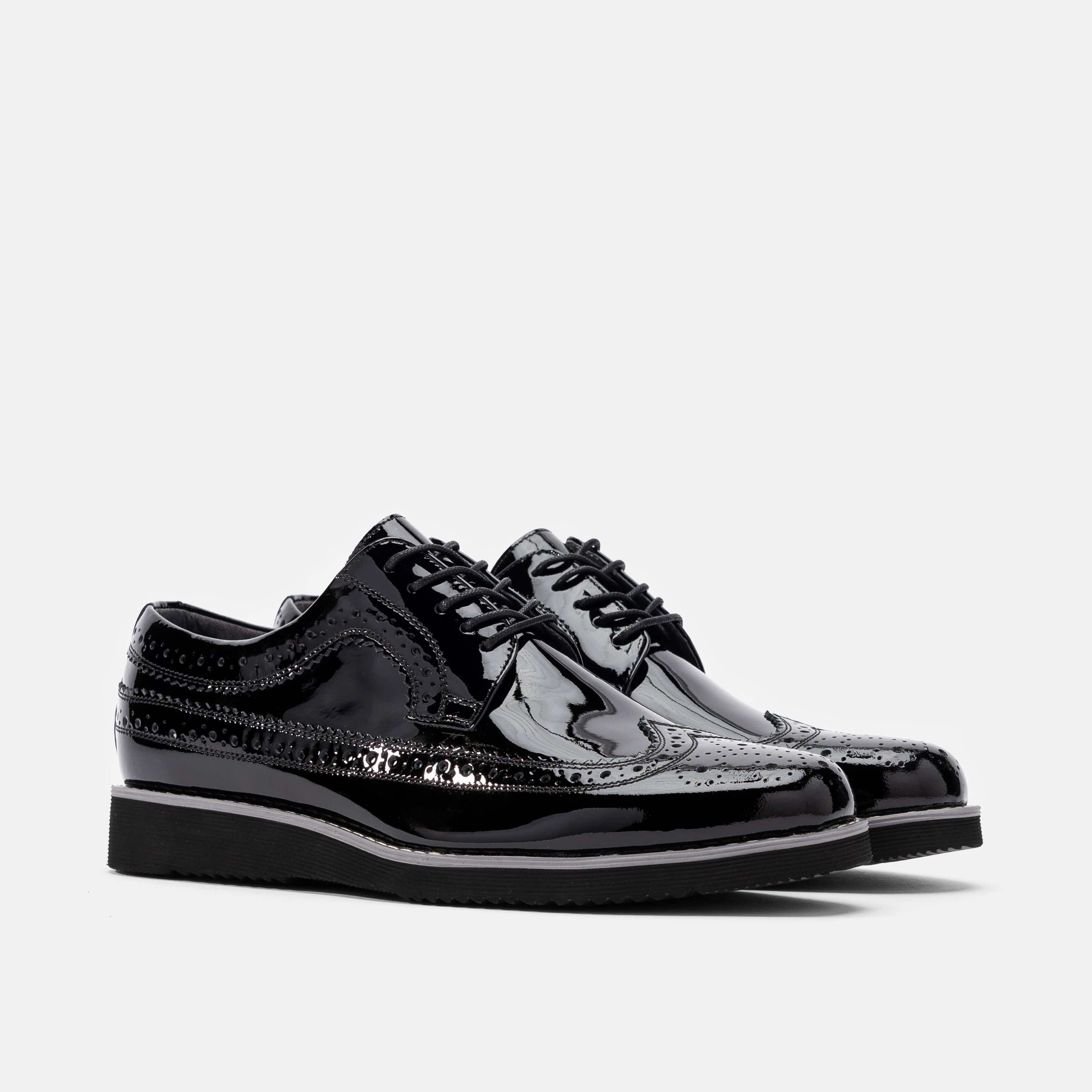 Alexander Black Patent Leather Longwing Sneakers