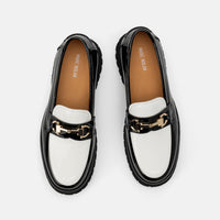 Ms. Boulevard Black/White Patent Leather Bit Loafers