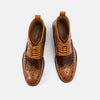 Belmont Cognac/Brown Leather Wingtip Combat Boots