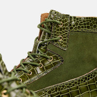 Otis Green Croc Combat Boots