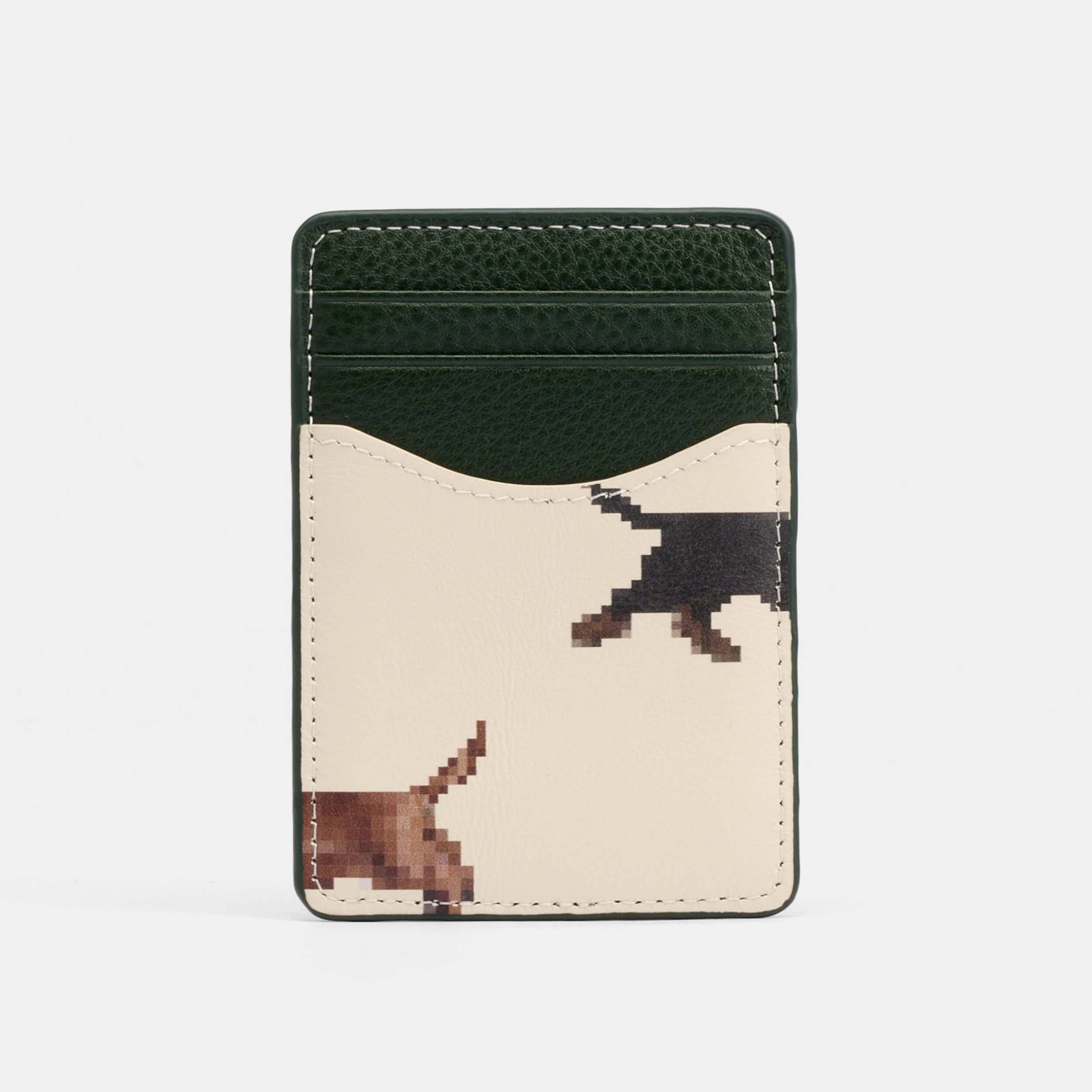 Marc Nolan Dogs Leather Card Holder - Dark Green