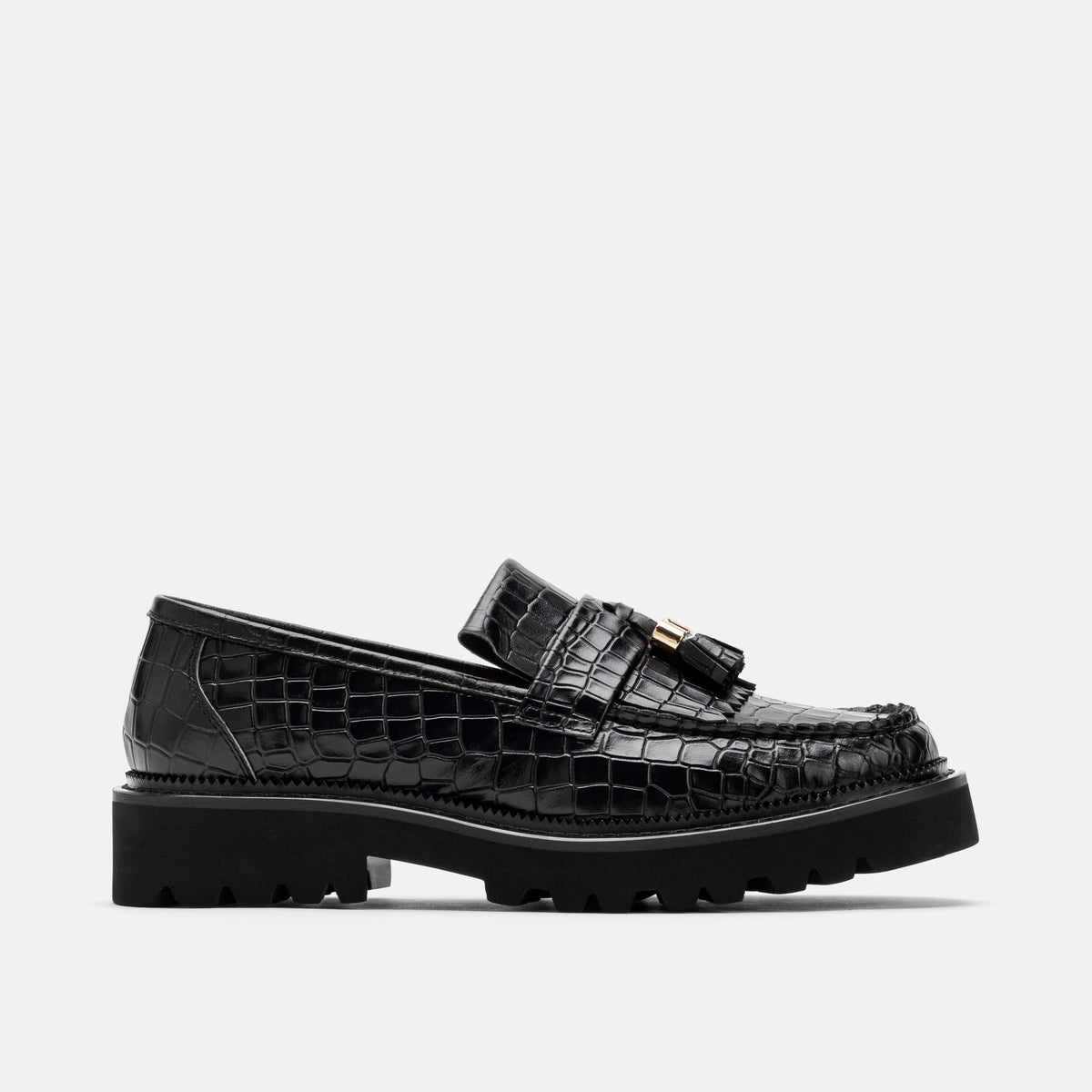 Coach NWB Joselyn Embossed Croc Loafers Dark Ruby Size 7B Ivy Loafer | Sambuco Shiny Croc Embossed Leather Loafers  main image 2
