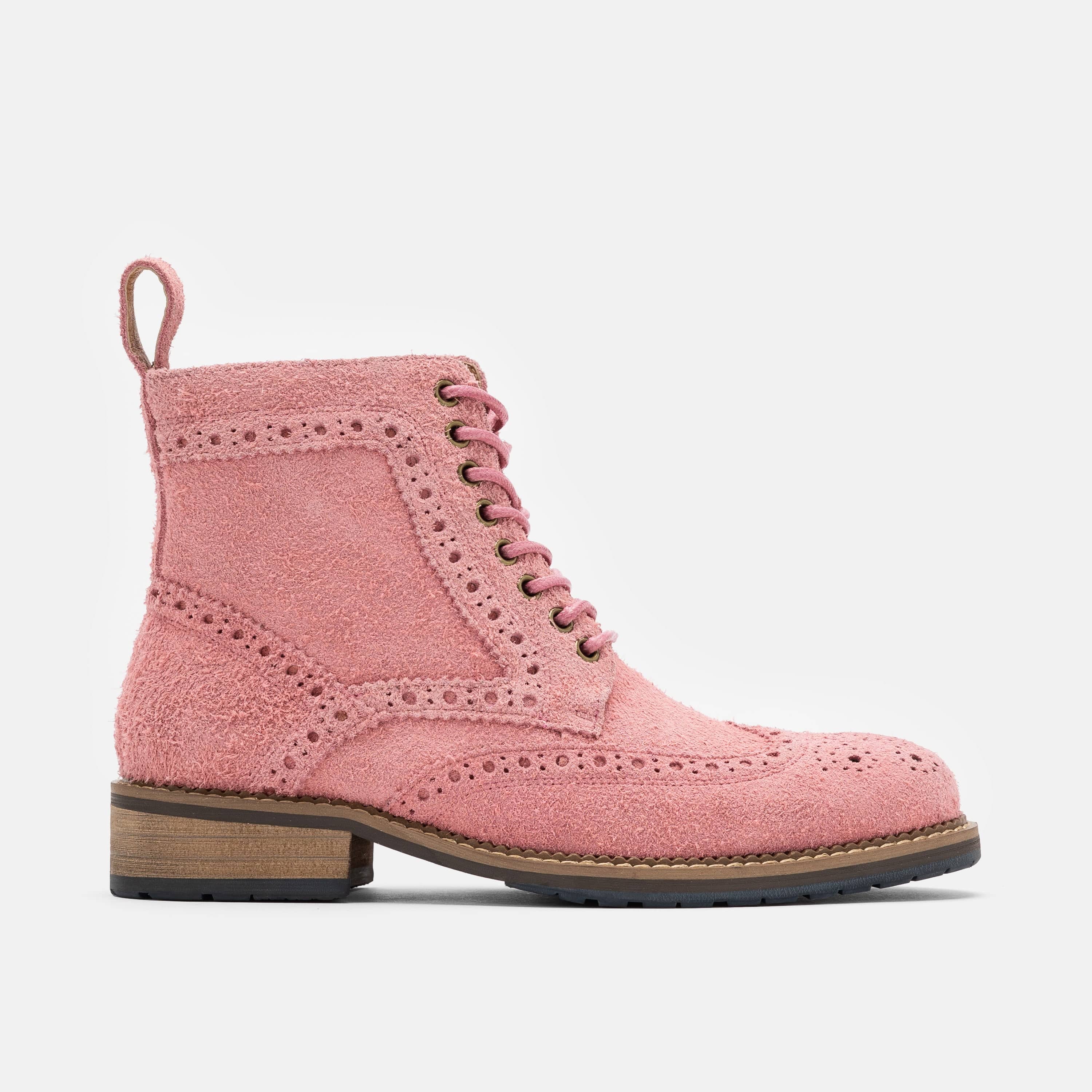 Ms. Belmont Rose Pink Suede Wingtip Boots