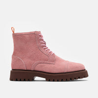 Hudson Pink Suede Lug Cap Toe Boots