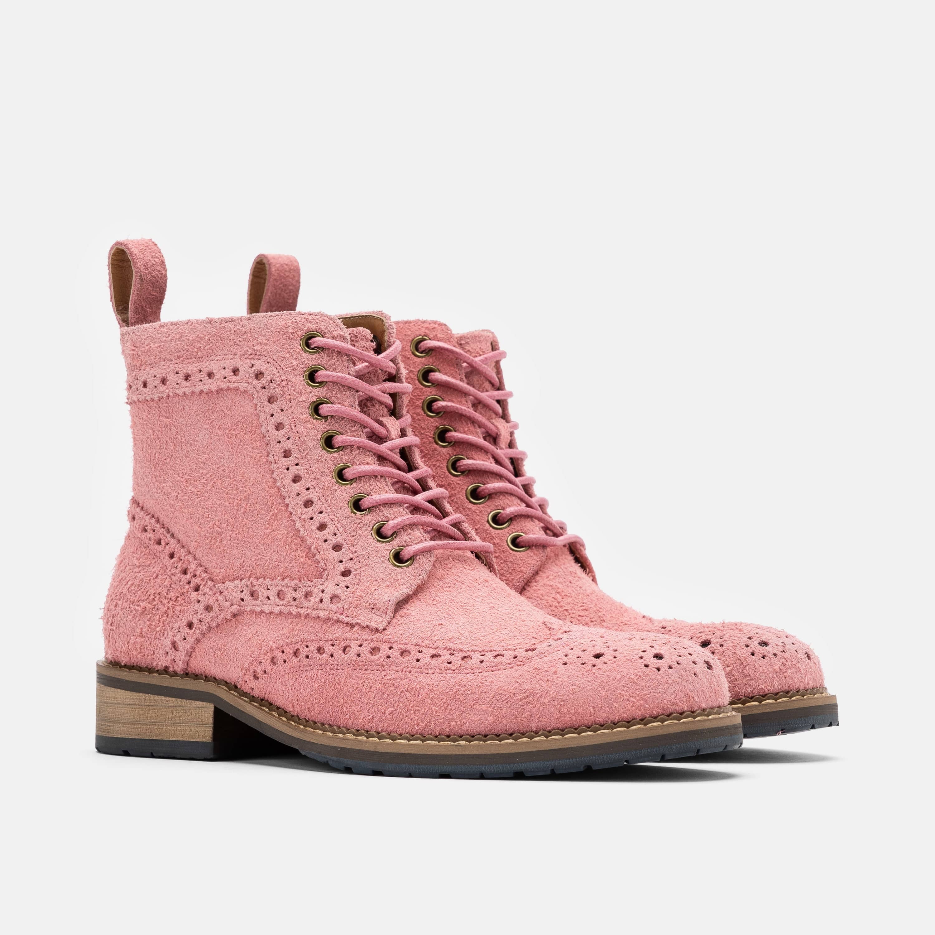 Ms. Belmont Rose Pink Suede Wingtip Combat Boots Suede Size 8 by Marc Nolan