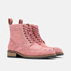 Ms. Belmont Rose Pink Suede Wingtip Combat Boots