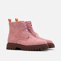 Hudson Pink Suede Lug Cap Toe Boots