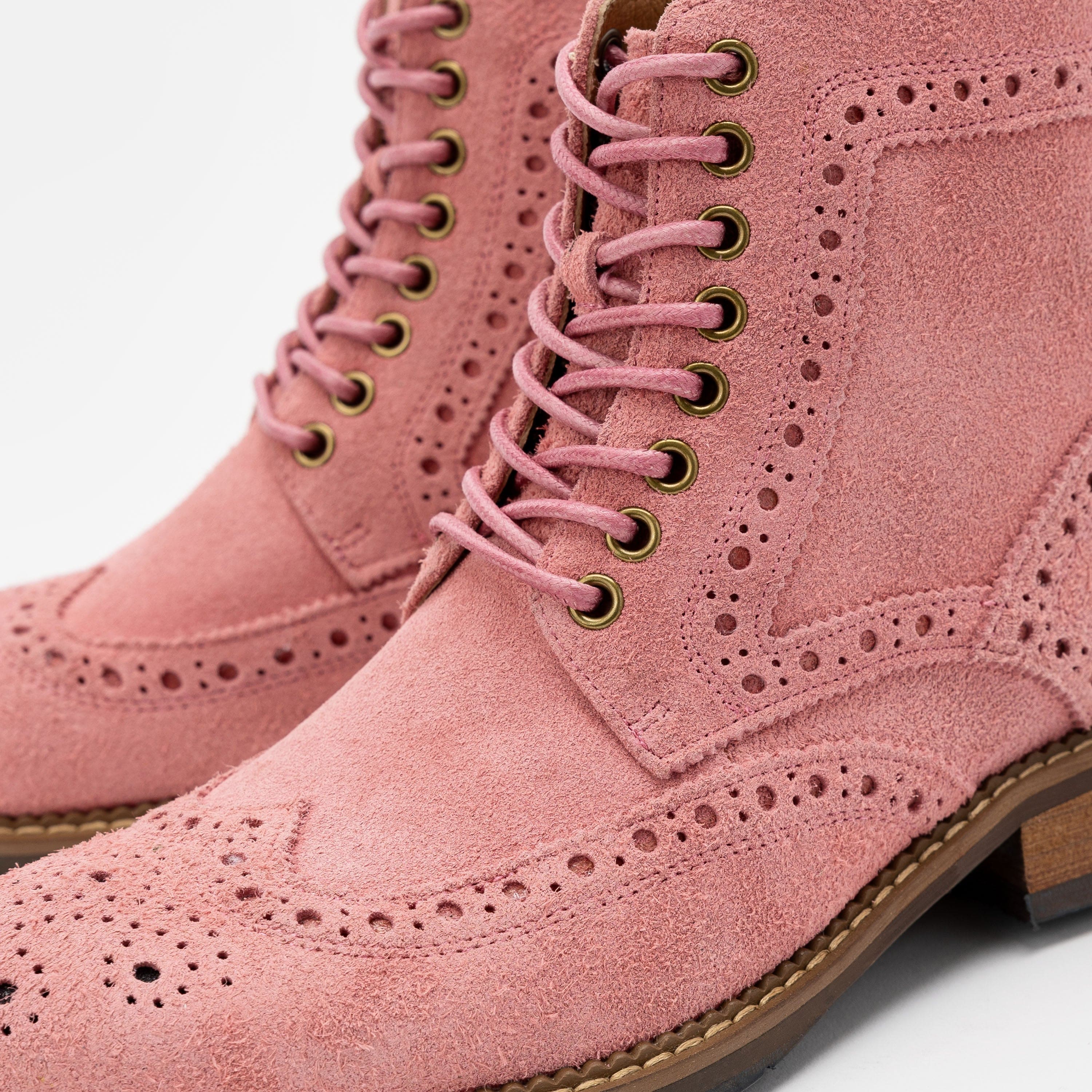 Ms. Belmont Rose Pink Suede Wingtip Boots