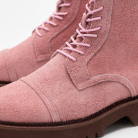 Hudson Pink Suede Lug Cap Toe Boots