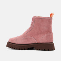 Hudson Pink Suede Lug Cap Toe Boots