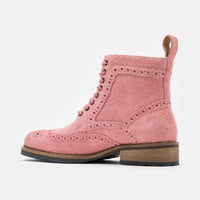 Ms. Belmont Rose Pink Suede Wingtip Combat Boots