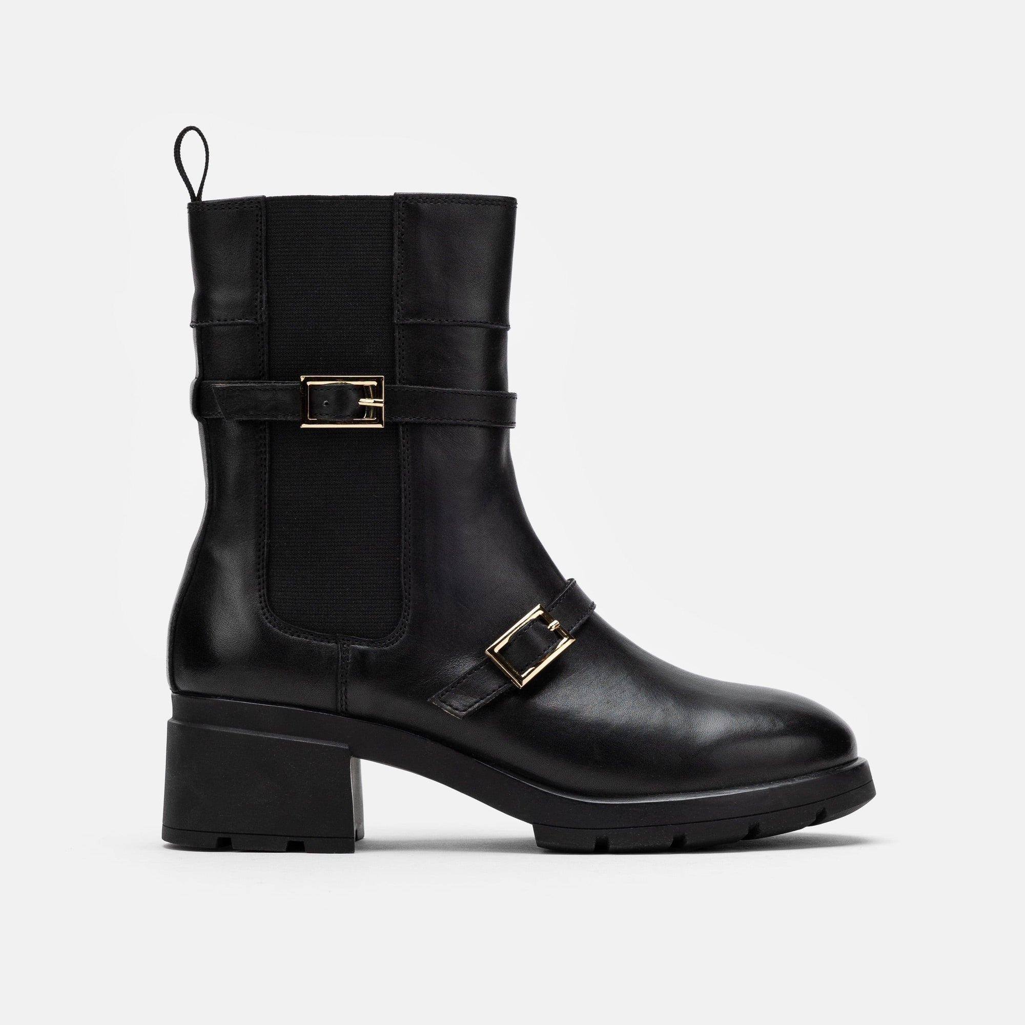 Riley Black Leather High Heel Chelsea Boots