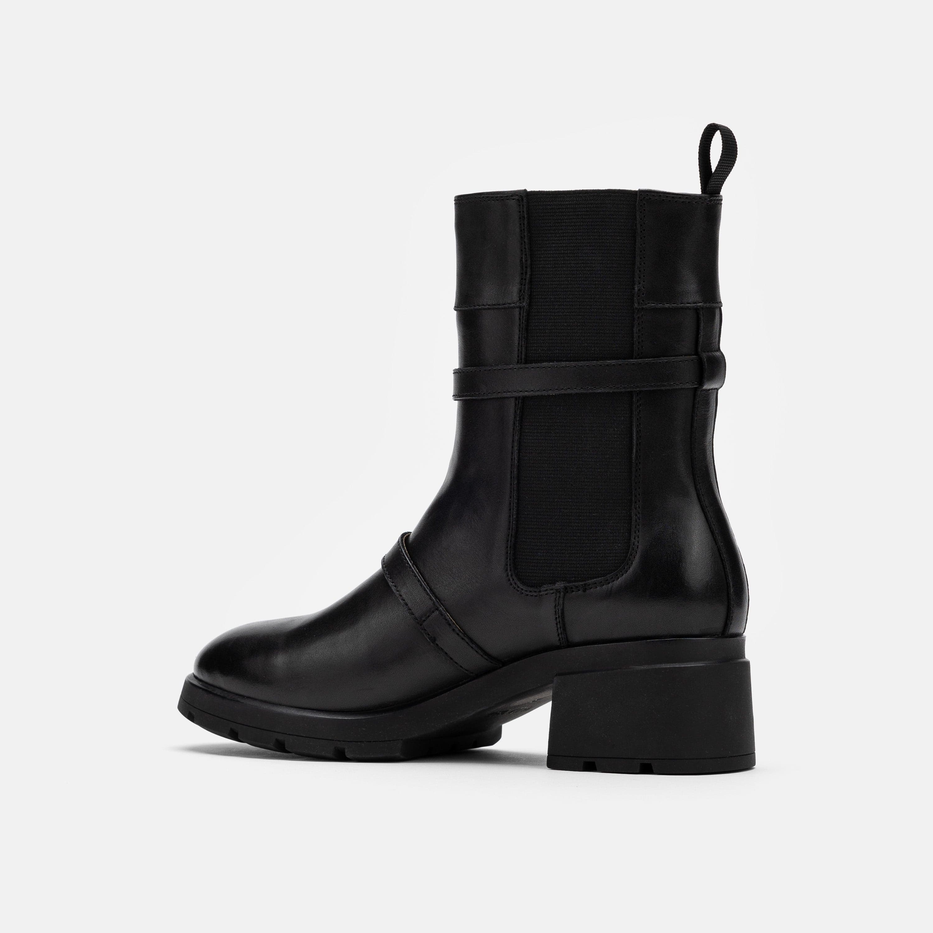 Riley Black Leather High Heel Chelsea Boots