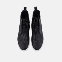 Magnus Black Woven Leather High Top Sneakers