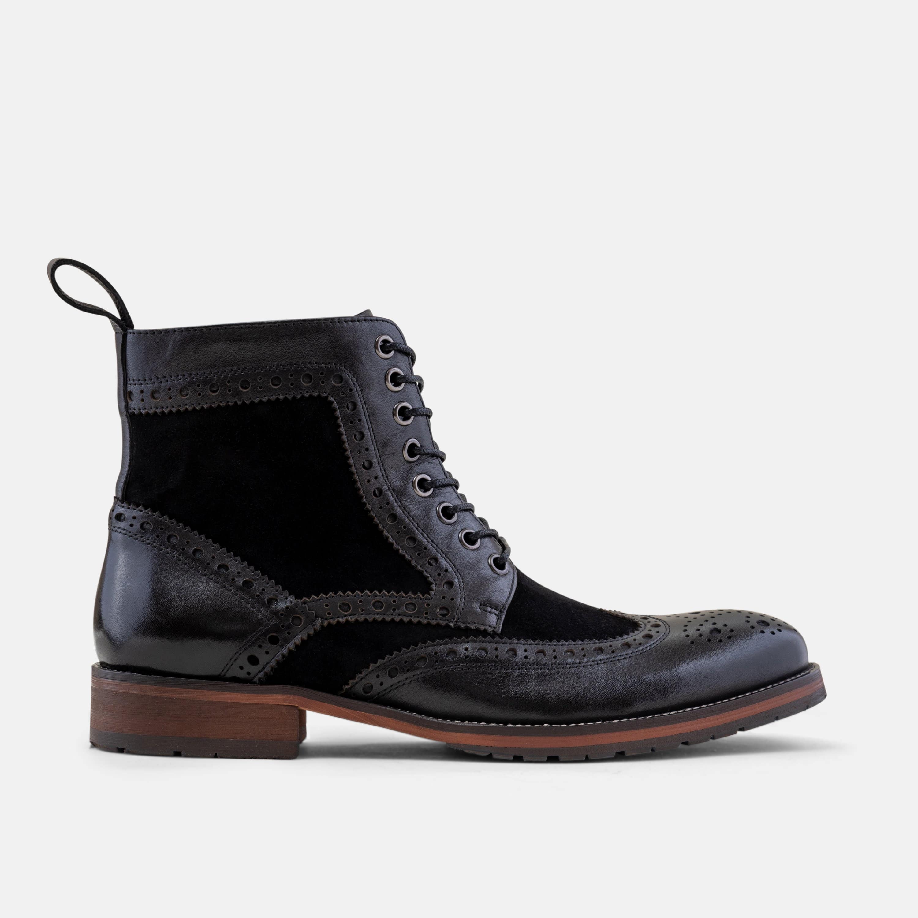 Black wingtip boot online