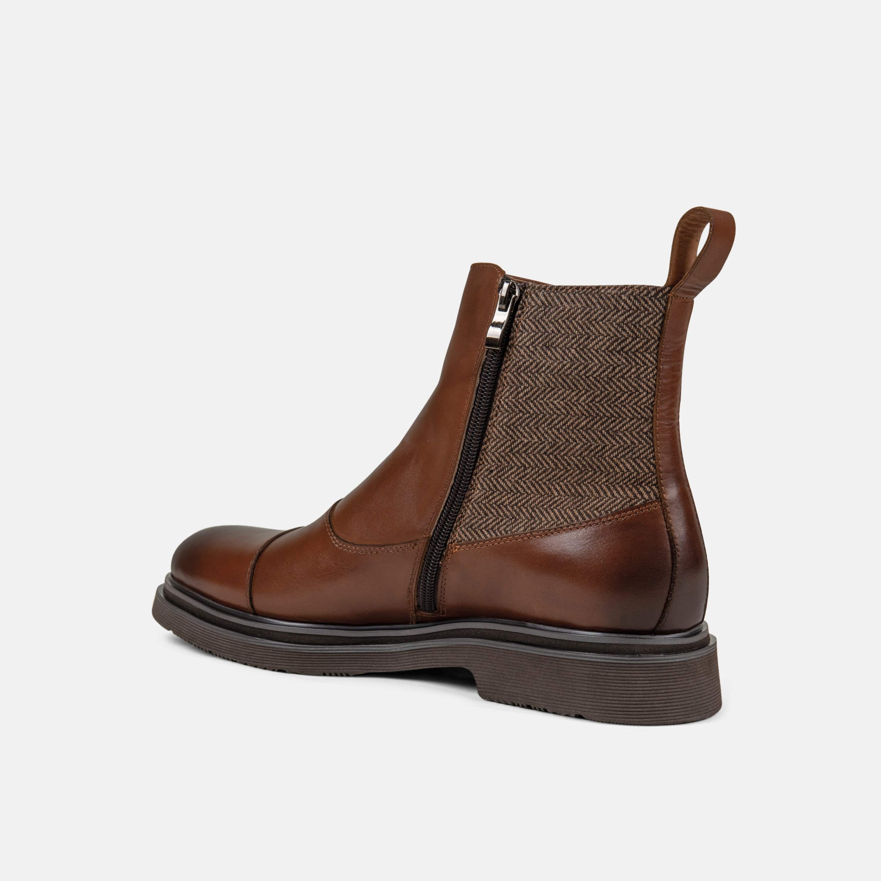 Grant Cognac Leather Buckle Boots