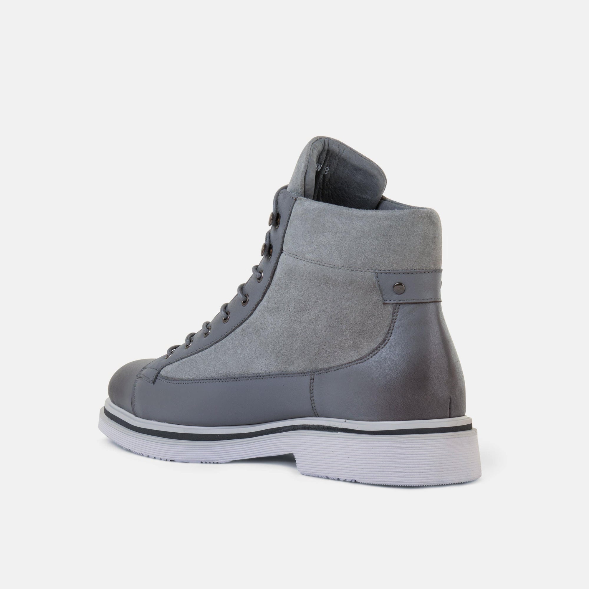 Aiden Cool Grey Leather Combat Boots