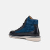 Aiden Navy Leather Combat Boots