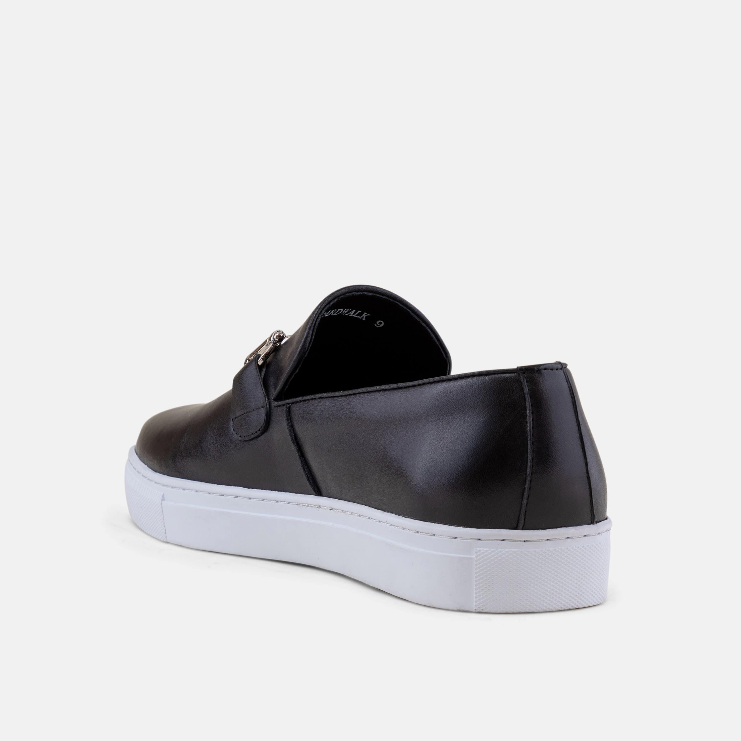 Boardwalk Black Leather Horse-Bit Sneakers