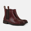 Darwin Burgundy Woven Leather Chelsea Boots