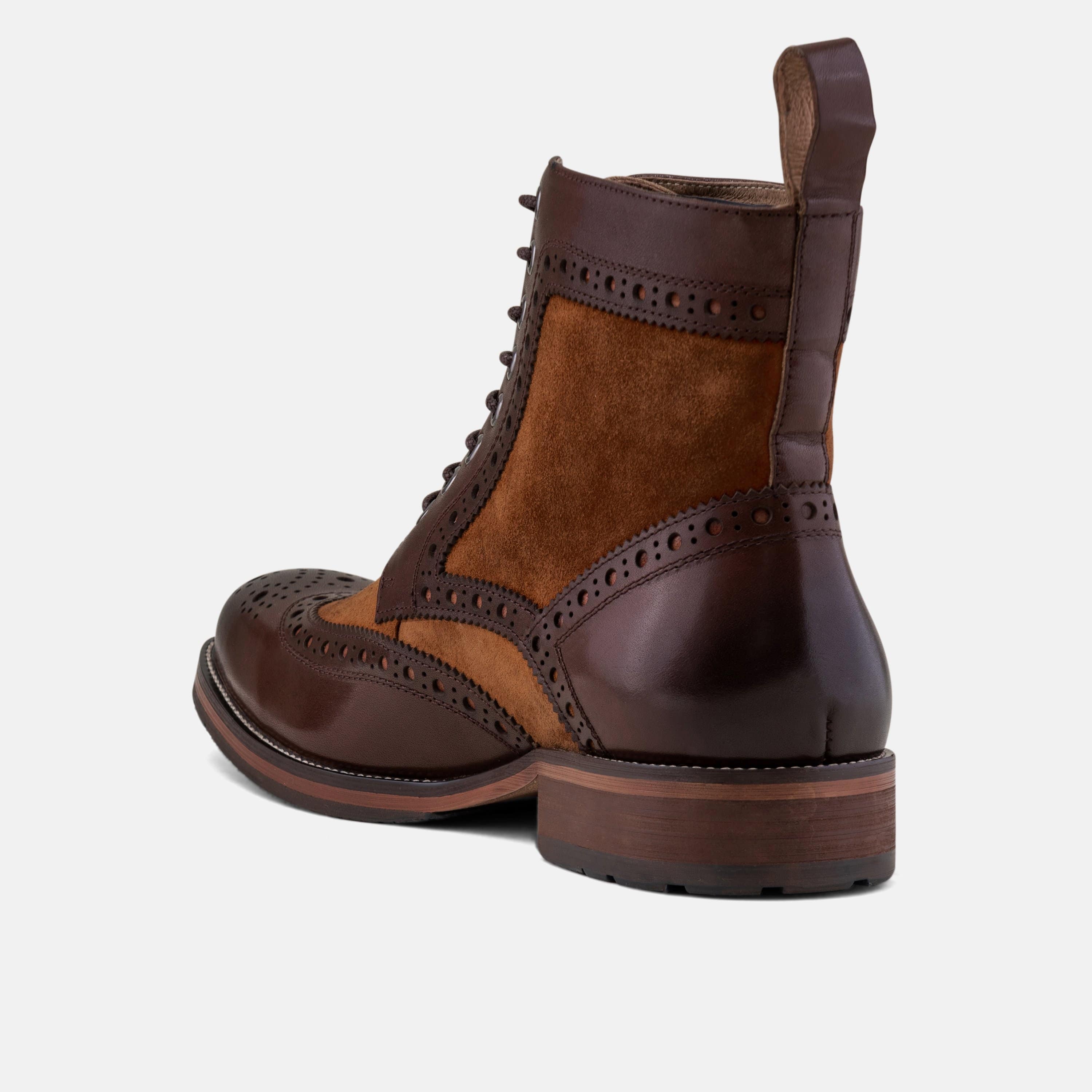 Belmont Mahogany Leather Wingtip Combat Boots