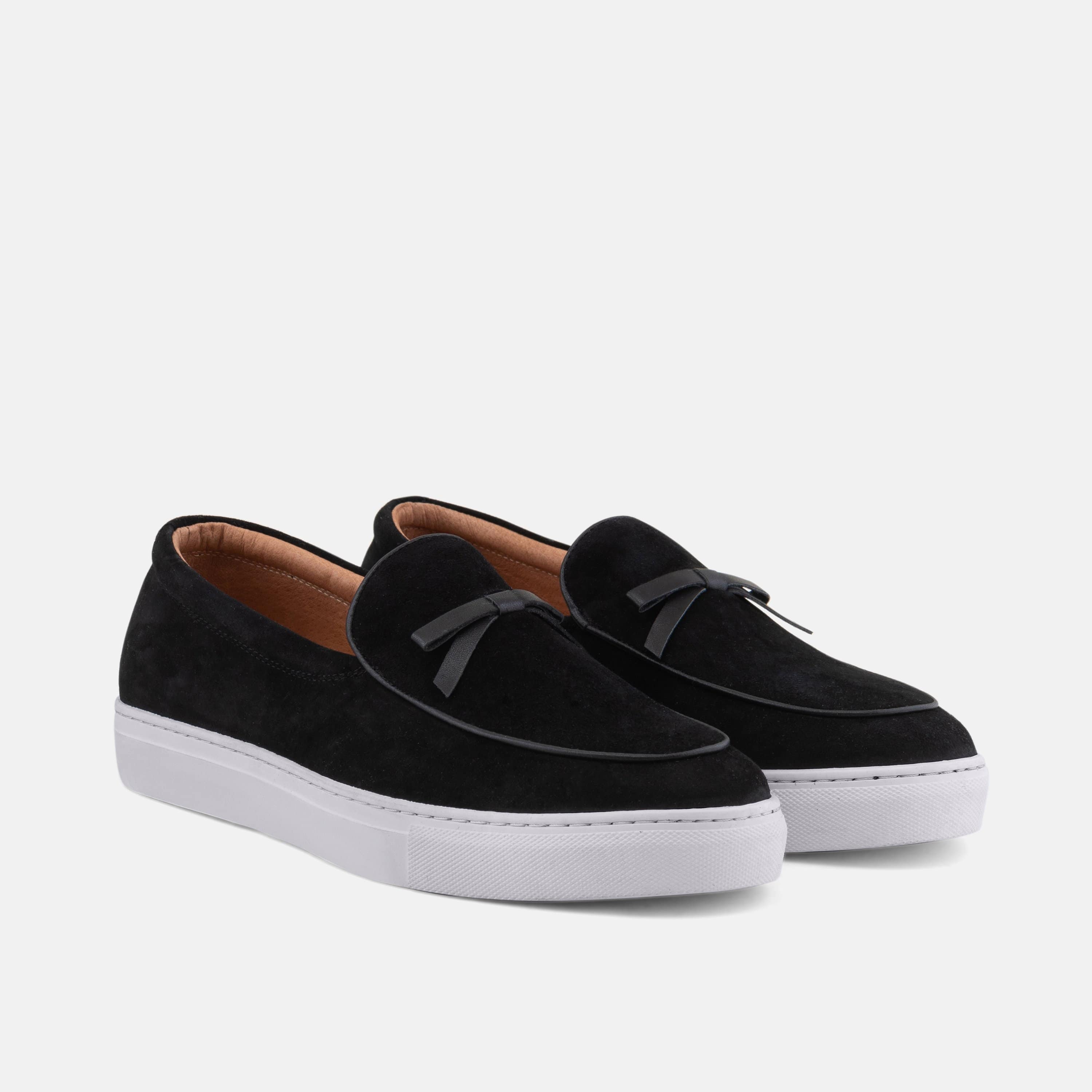 Odell Black Suede Belgian Loafer Sneakers