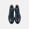 Aiden Navy Leather Combat Boots