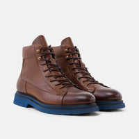 Aiden Coffee Leather Combat Boots