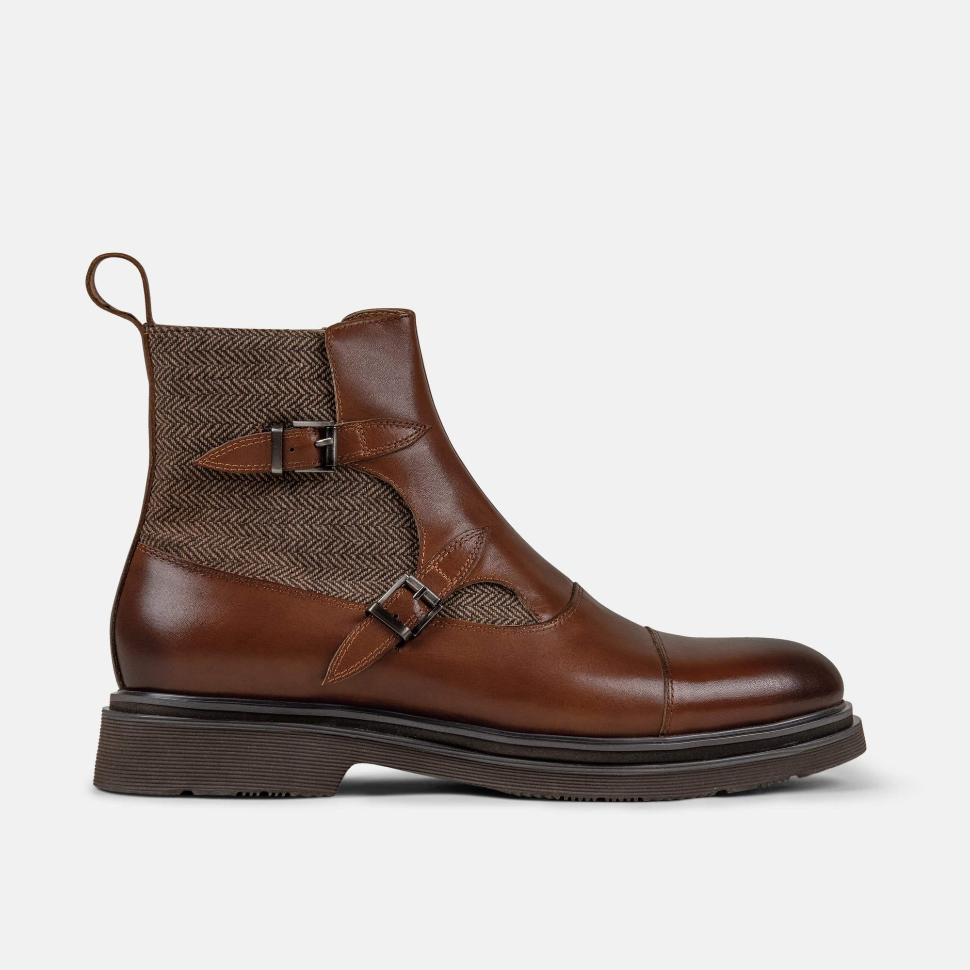 Grant Cognac Leather Buckle Boots