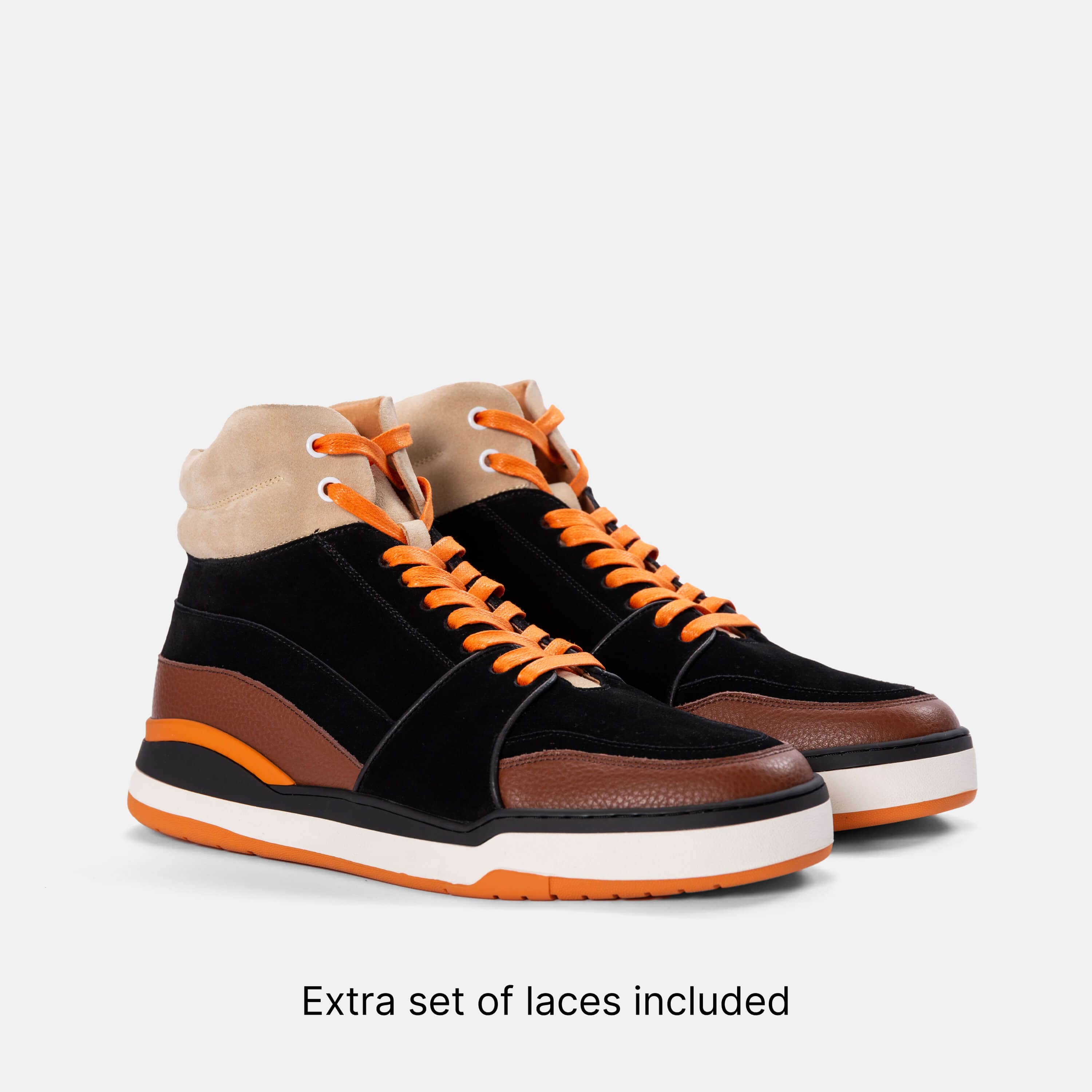 Poseidon Tigers Eye Leather and Suede High Top Sneakers