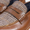 Abe Cognac Plaid Leather Penny Loafers