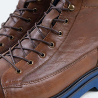 Aiden Coffee Leather Combat Boots