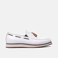 Apollo White Leather Tassel Loafers