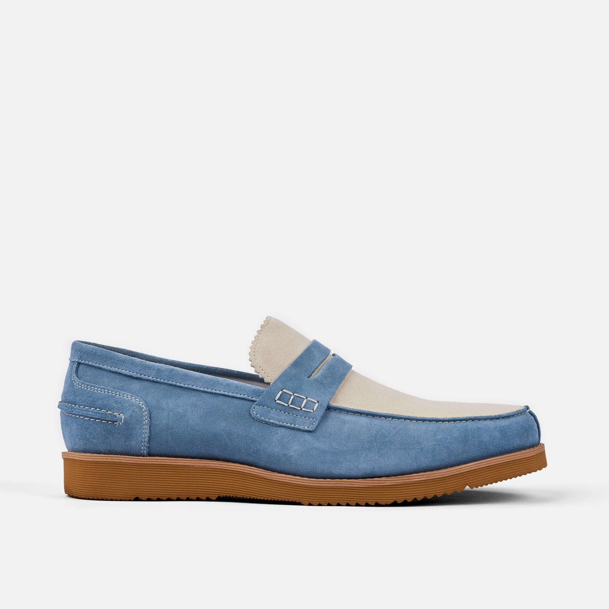 Abe Baby Blue Suede Penny Loafers