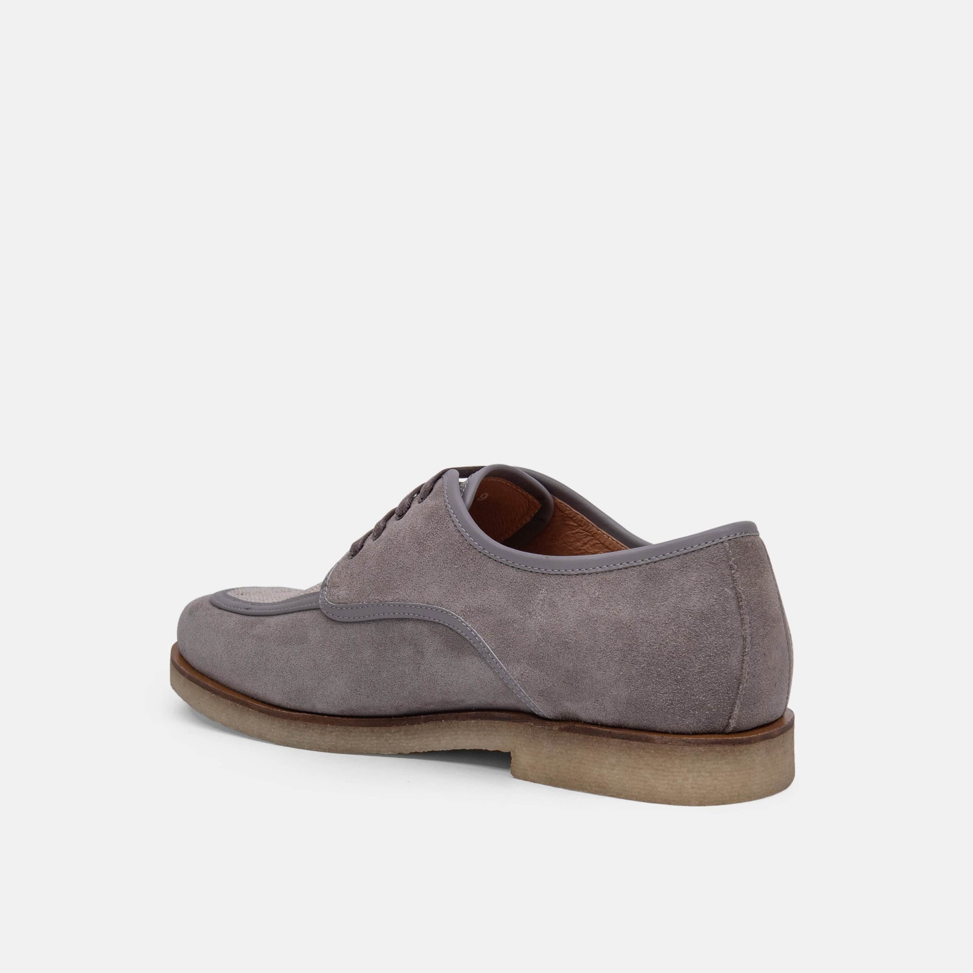 Beau Moc Toe Gray Suede Derby Shoes
