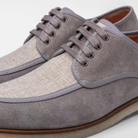 Beau Moc Toe Gray Suede Derby Shoes