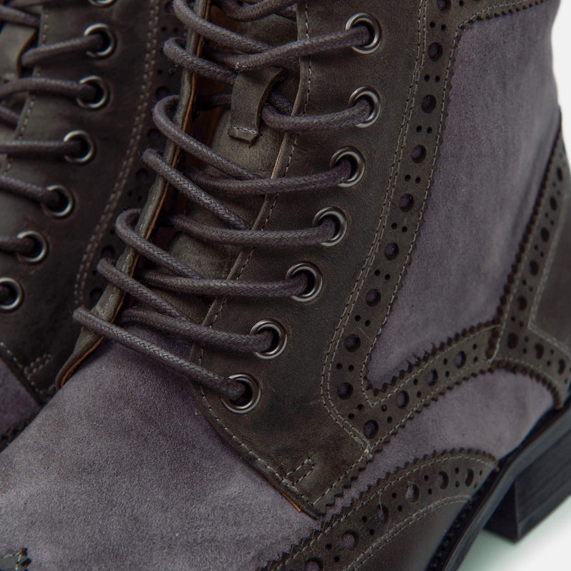 Grey suede combat clearance boots