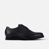 Idris Black Leather Whole Cut Lace Up Sneakers