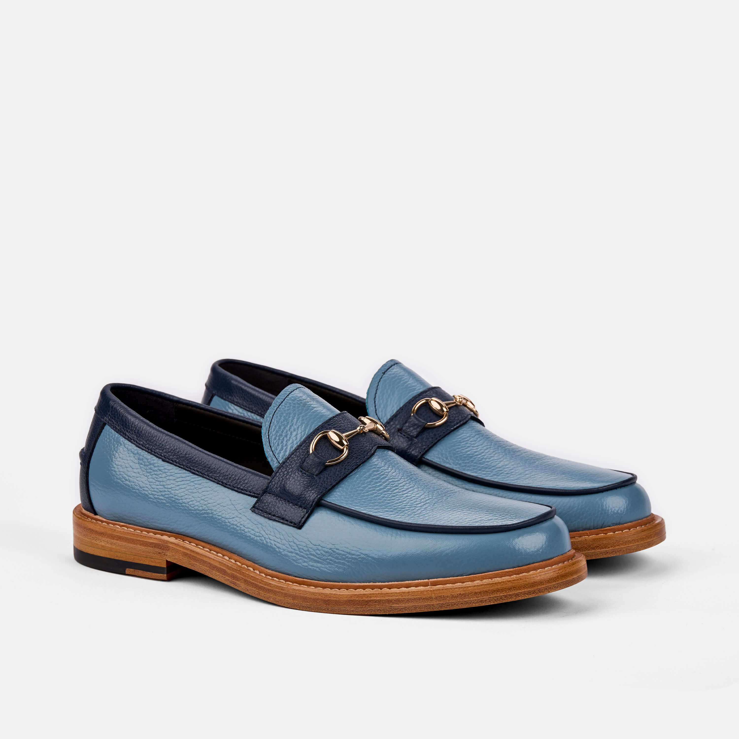 Boardwalk Blue Leather Horse-Bit Loafers