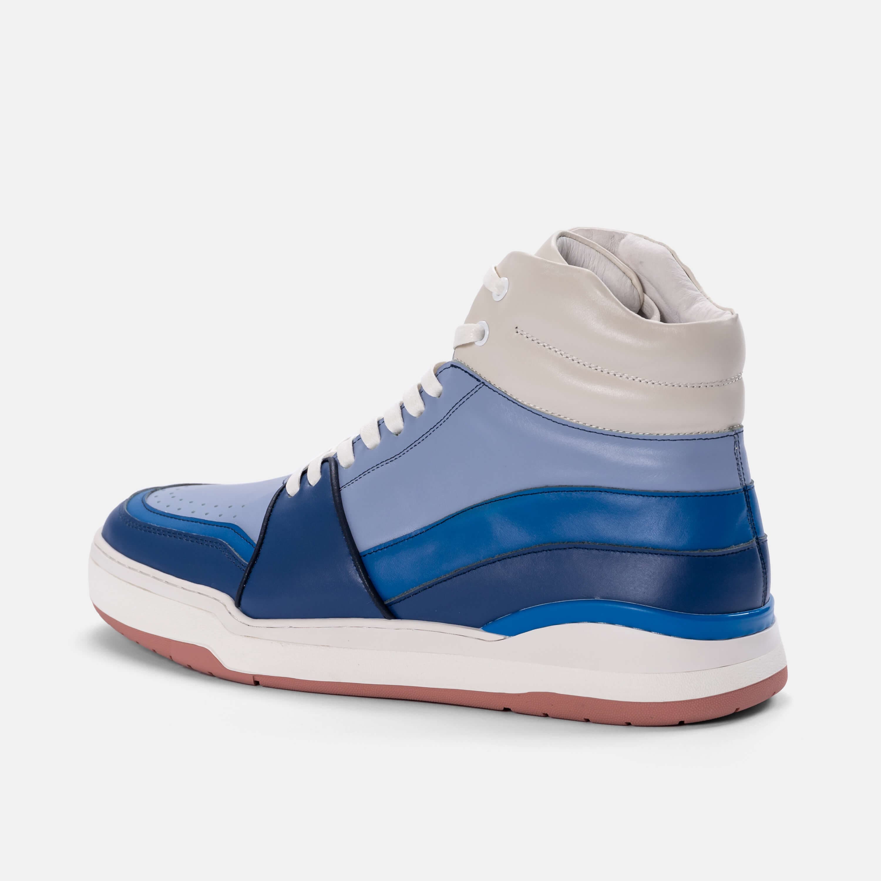 Poseidon Blue Tides Leather High Top Sneakers