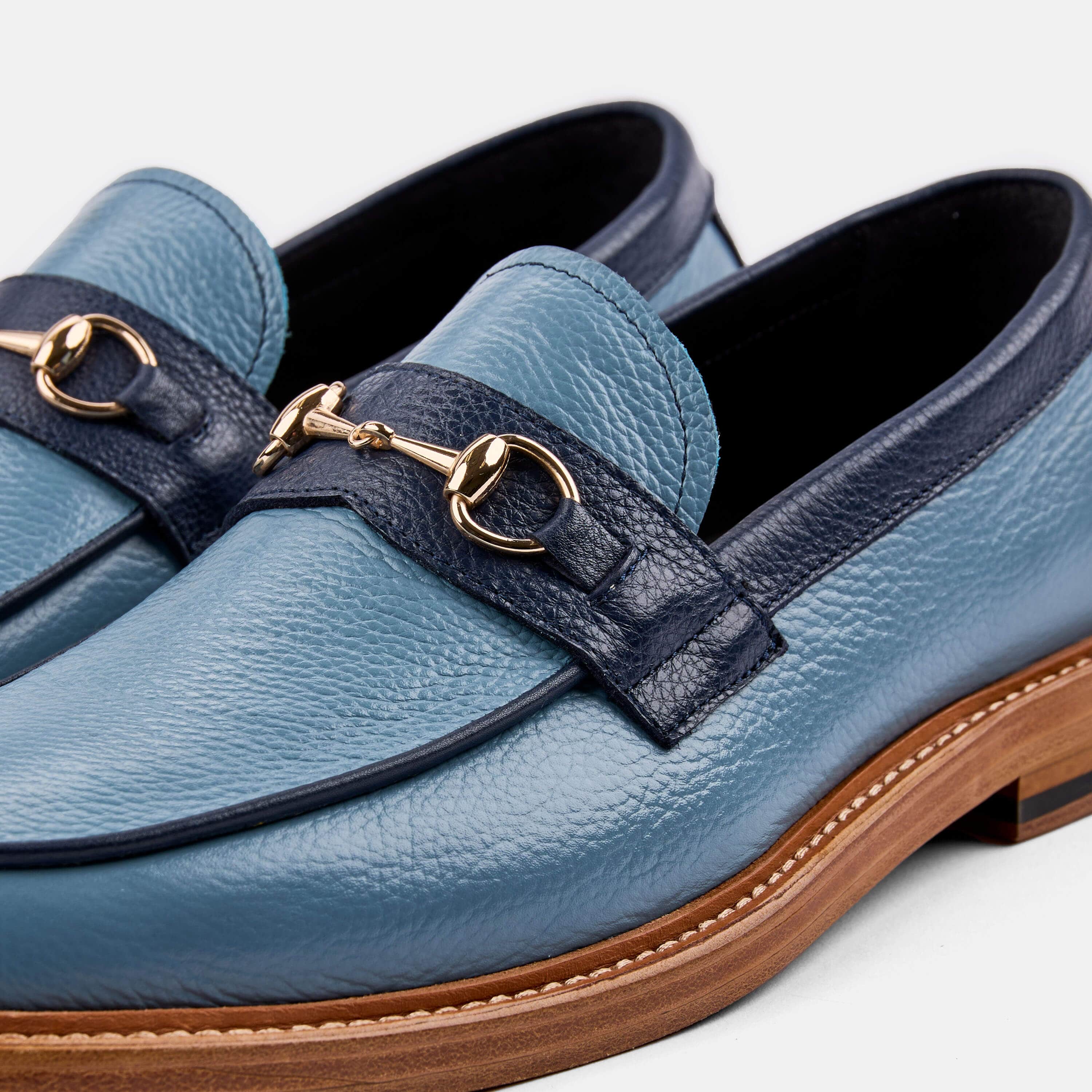 Blue leather driving shoes online