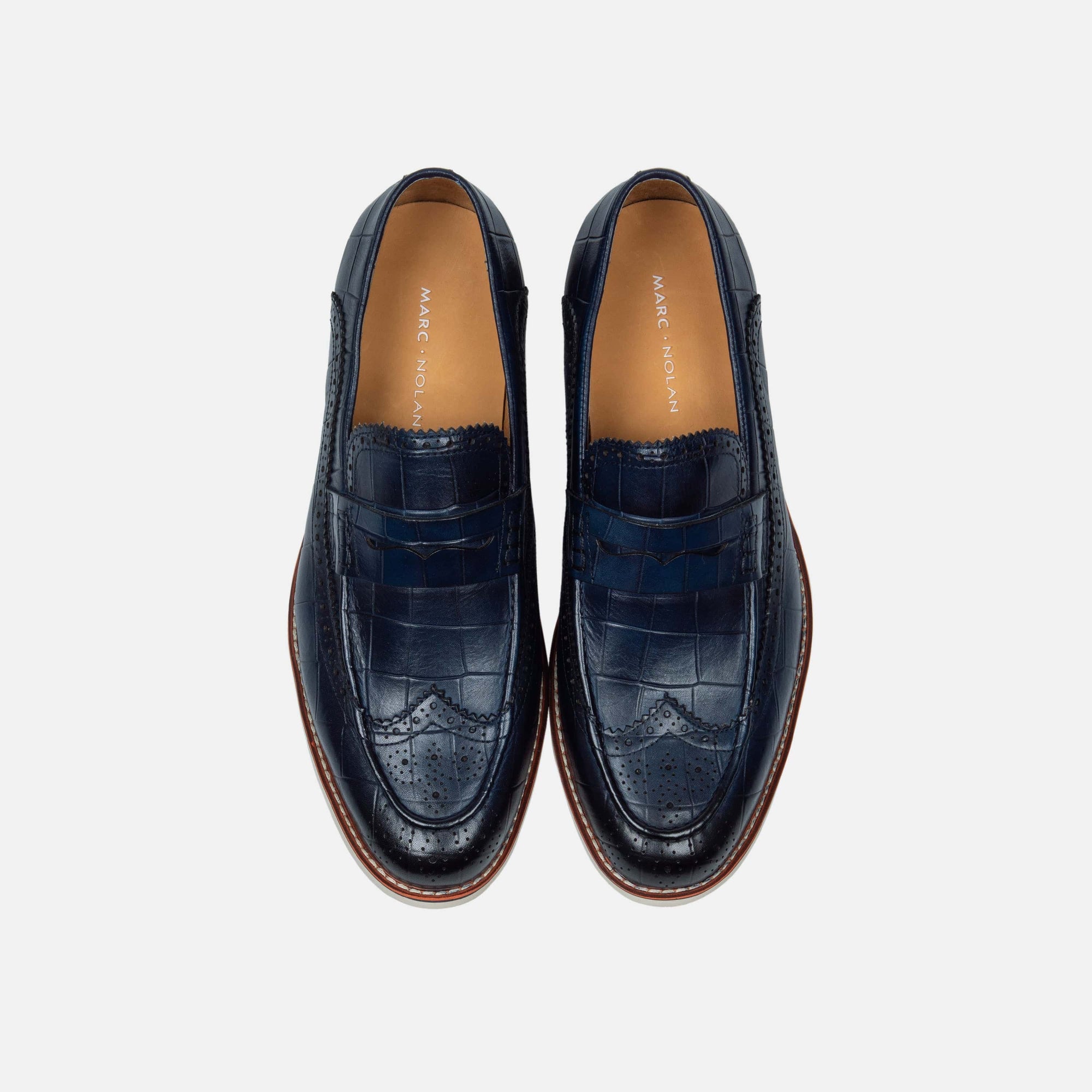 Branson Royal Blue Leather Wingtip Penny Loafer