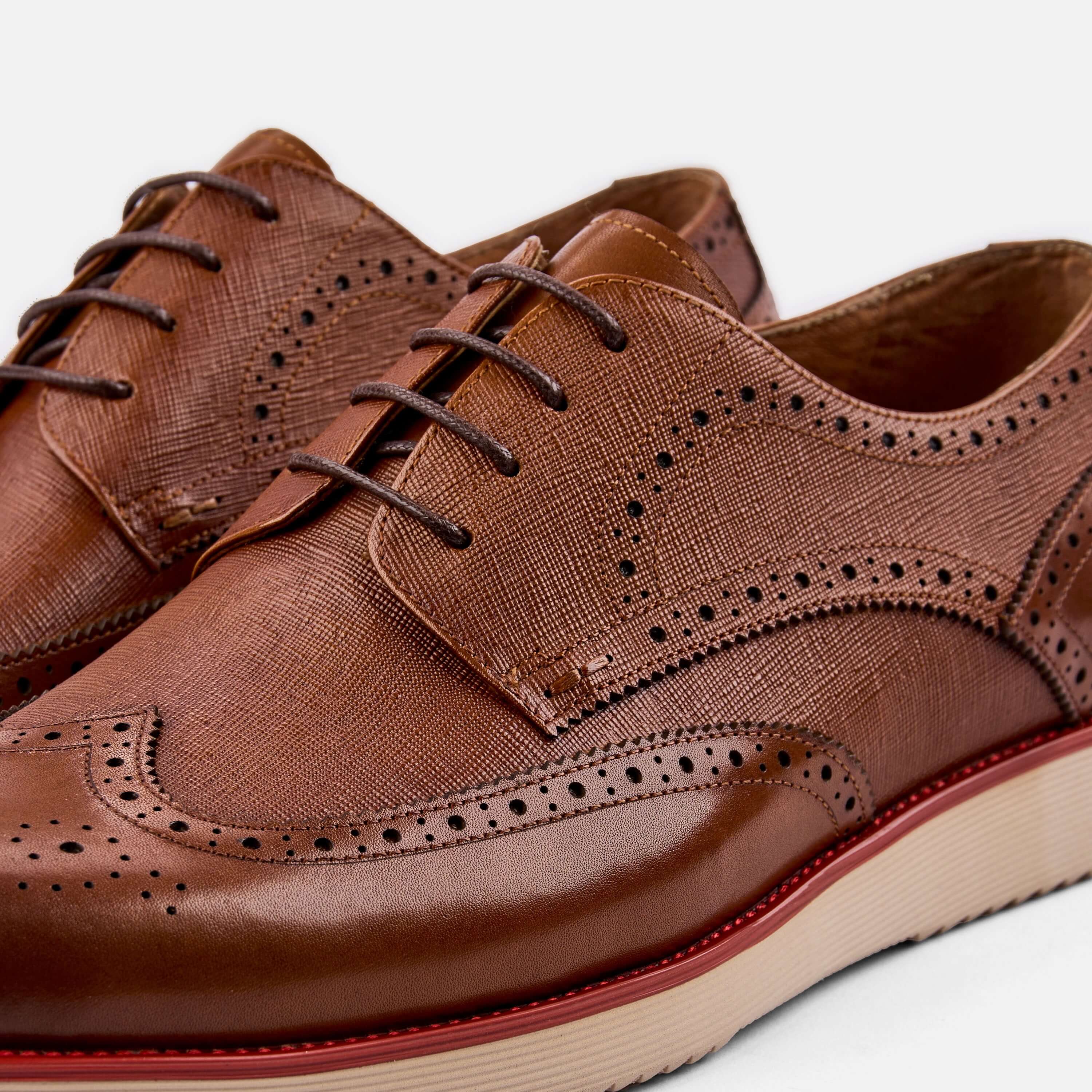 Jasper Cognac Leather Wingtip Sneakers 2.0