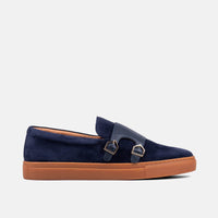 Kyler Navy Leather Monk Strap Sneakers