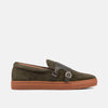 Kyler Olive Leather Monk Strap Sneakers