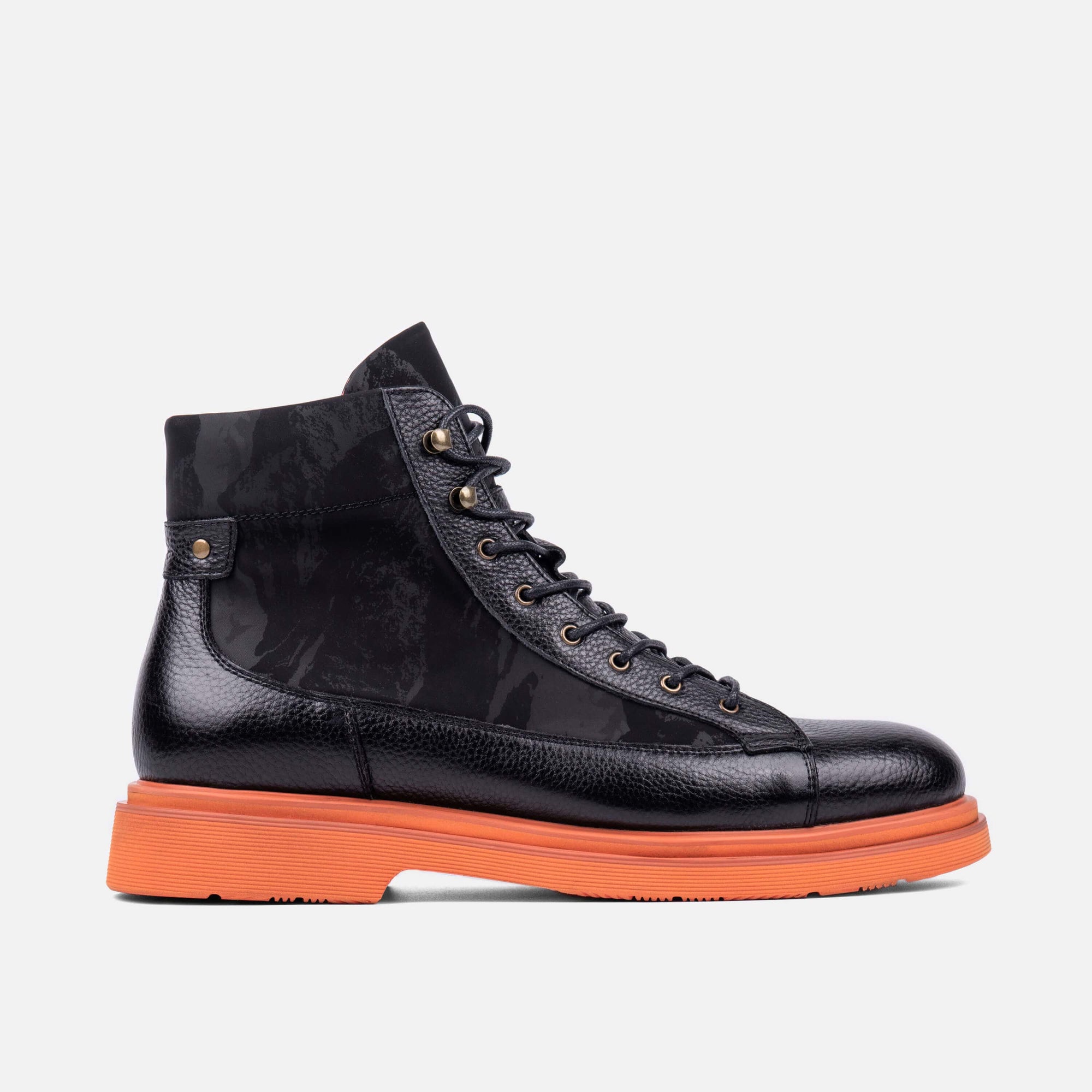 Aiden Onyx/Orange Leather Combat Boots