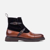 Grant Maple Black Leather Buckle Boots